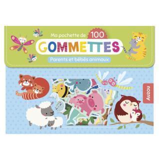 Pack of 100 parent and baby animal stickers Auzou