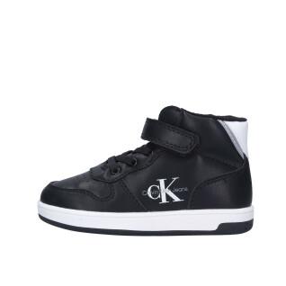 Lace-up/velcro sneakers for kids Calvin Klein black/white