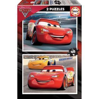 Set of 2 puzzles with 48 pieces cars double Cars