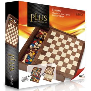 5-in-1 table games for goose, parcheesi, chess, checkers and backgammon Cayro