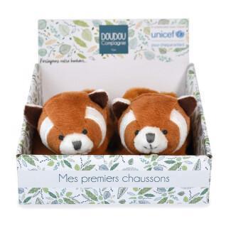 Slippers with rattle baby Doudou & compagnie Unicef - Panda Roux