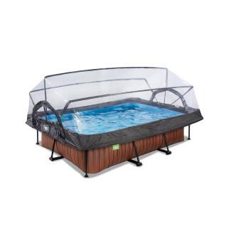 Swimming pool with filter pump and children's dome Exit Toys Wood 220 x 150 x 65 cm