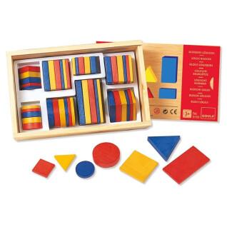 Set of 48 pieces of wooden logic blocks Goula