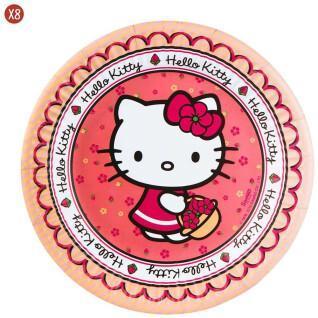 Pack 8 paper plates Hello Kitty