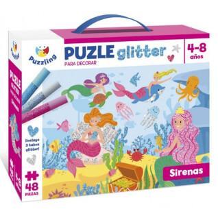 Puzzle 2 x 48 pièces Puzzling Sirenas Glitter