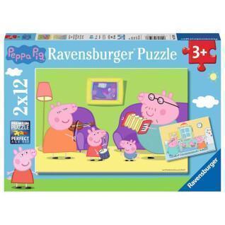 2 puzzles 12 pieces at home / peppa pig Ravensburger