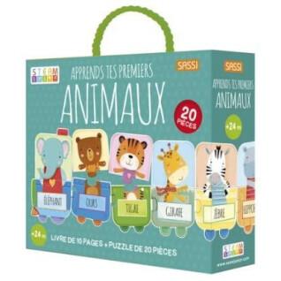 Hardback book and game Learn your first animals Sassi