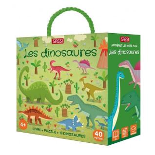 Puzzle + 2 books about dinosaurs Sassi