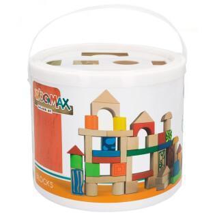 Set of 50 wooden cube building blocks Woomax