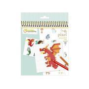 Notebook 24 colorful illustrations to reproduce on squared sheets animals Avenue Mandarine Pixel