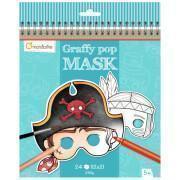 24 sheets of masks to color and cut out for boys Avenue Mandarine Graffy Pop Mask