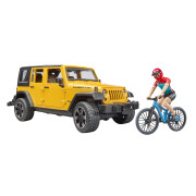 Car games - jeep wrangler rubicon unlimited with mountain bike and cyclist Bruder