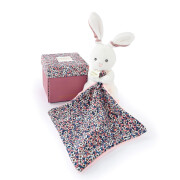 Comforter set with pink rabbit puppet Doudou & compagnie Boh'Aime 12 cm