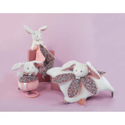 Comforter set with pink rabbit puppet Doudou & compagnie Boh'Aime 12 cm