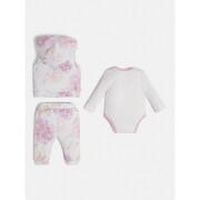 Hooded vest + body + baby girl pants set Guess
