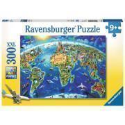 Puzzle 300 pieces xxl world monuments map Ravensburger
