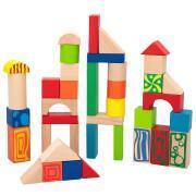 Set of 50 wooden cube building blocks Woomax